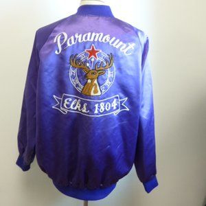 Vintage PARAMOUNT ELKS purple satin moto bomber jacket elk Mr Mort XL